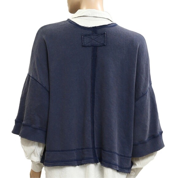 Free People We The Free Rebel Rebel Twofer Sweatshirt Top Cardigan L New 283288 - Picture 7 of 8